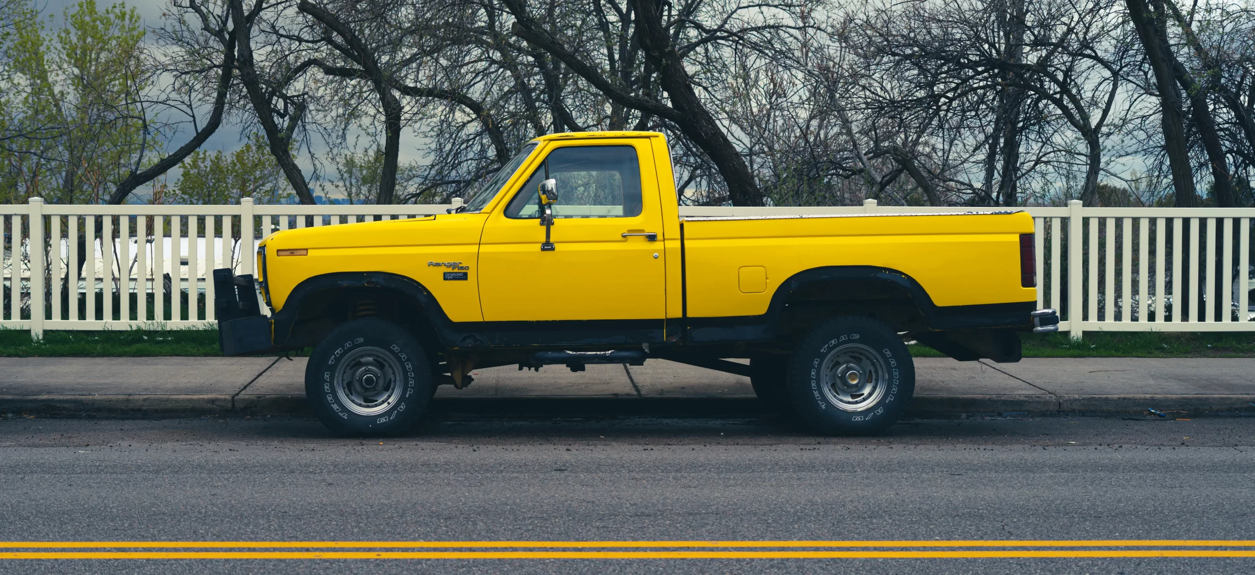 yellow pickup truck