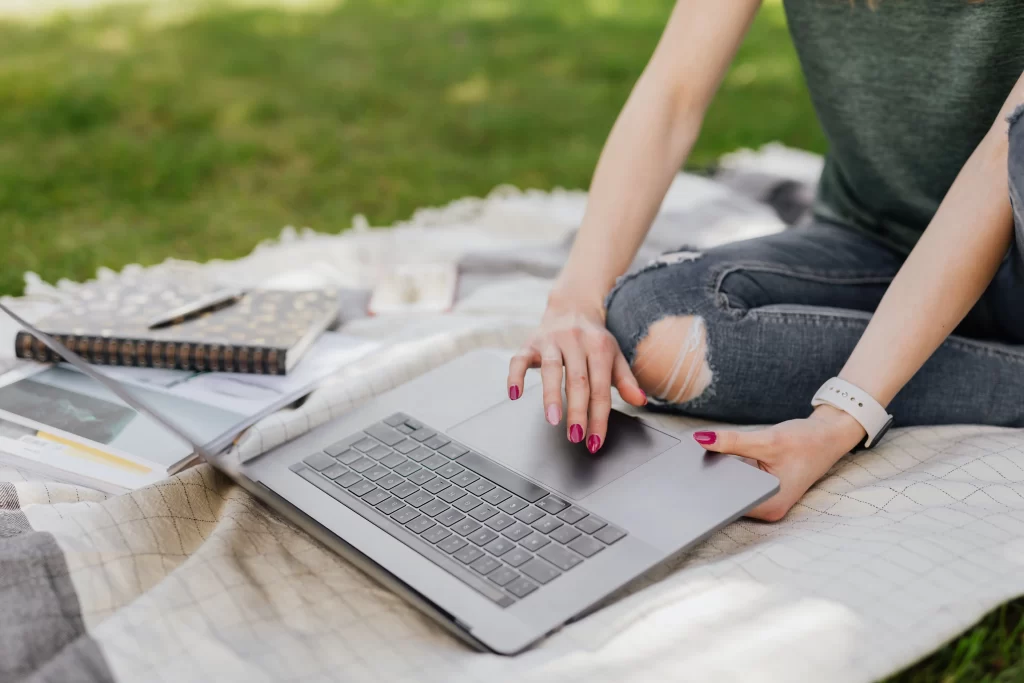 Woman working on laptop