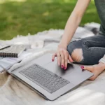 Woman working on laptop